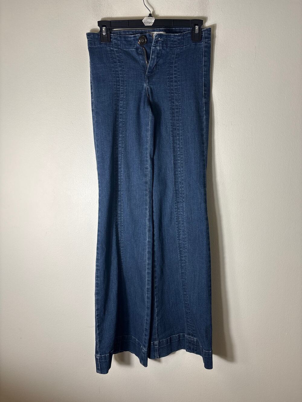 Free People Dark Wash Low Rise Flare Leg Jeans